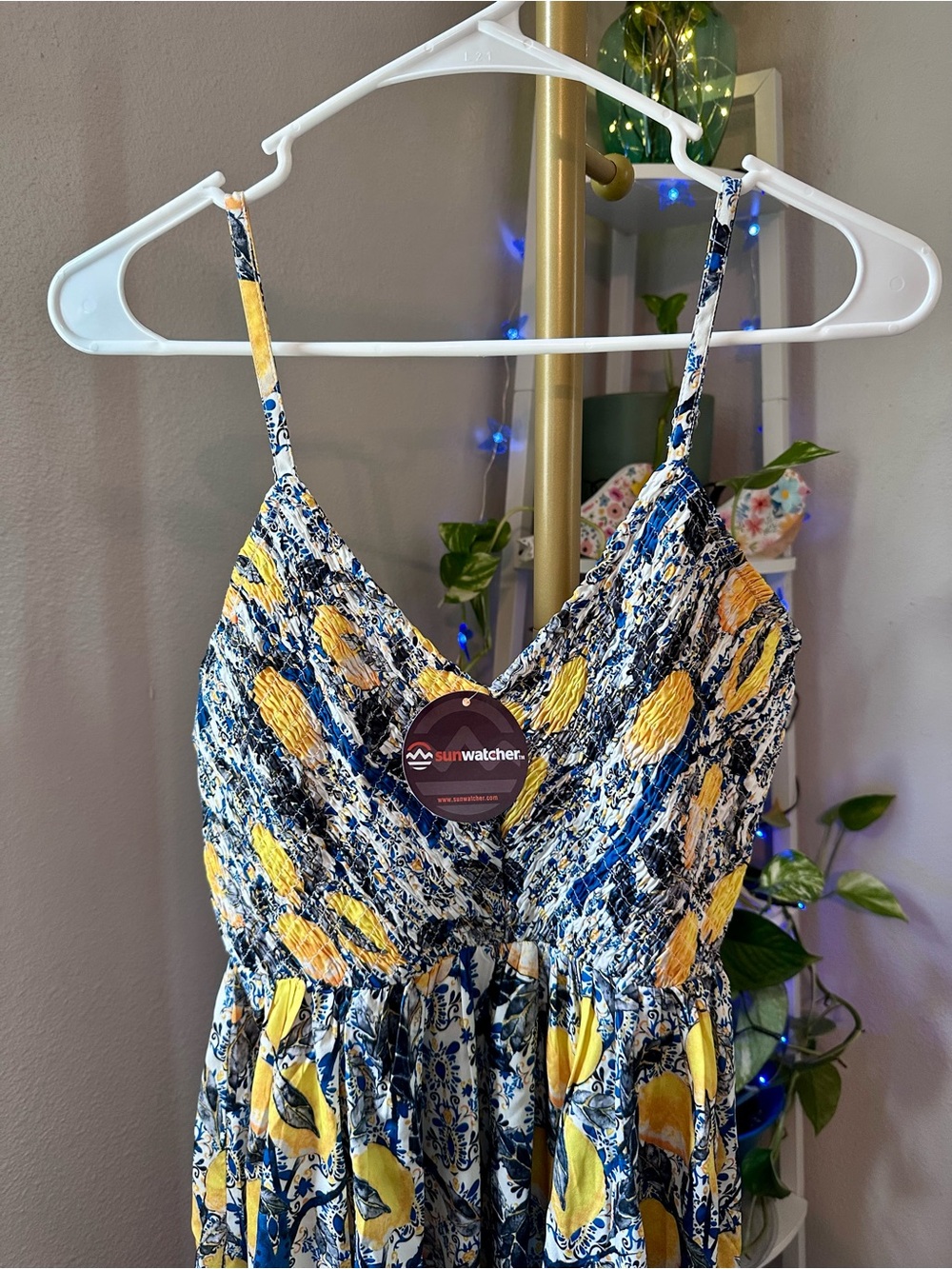 Yellow & Blue Lemon Print Maxi Dress - Picture 4 of 7